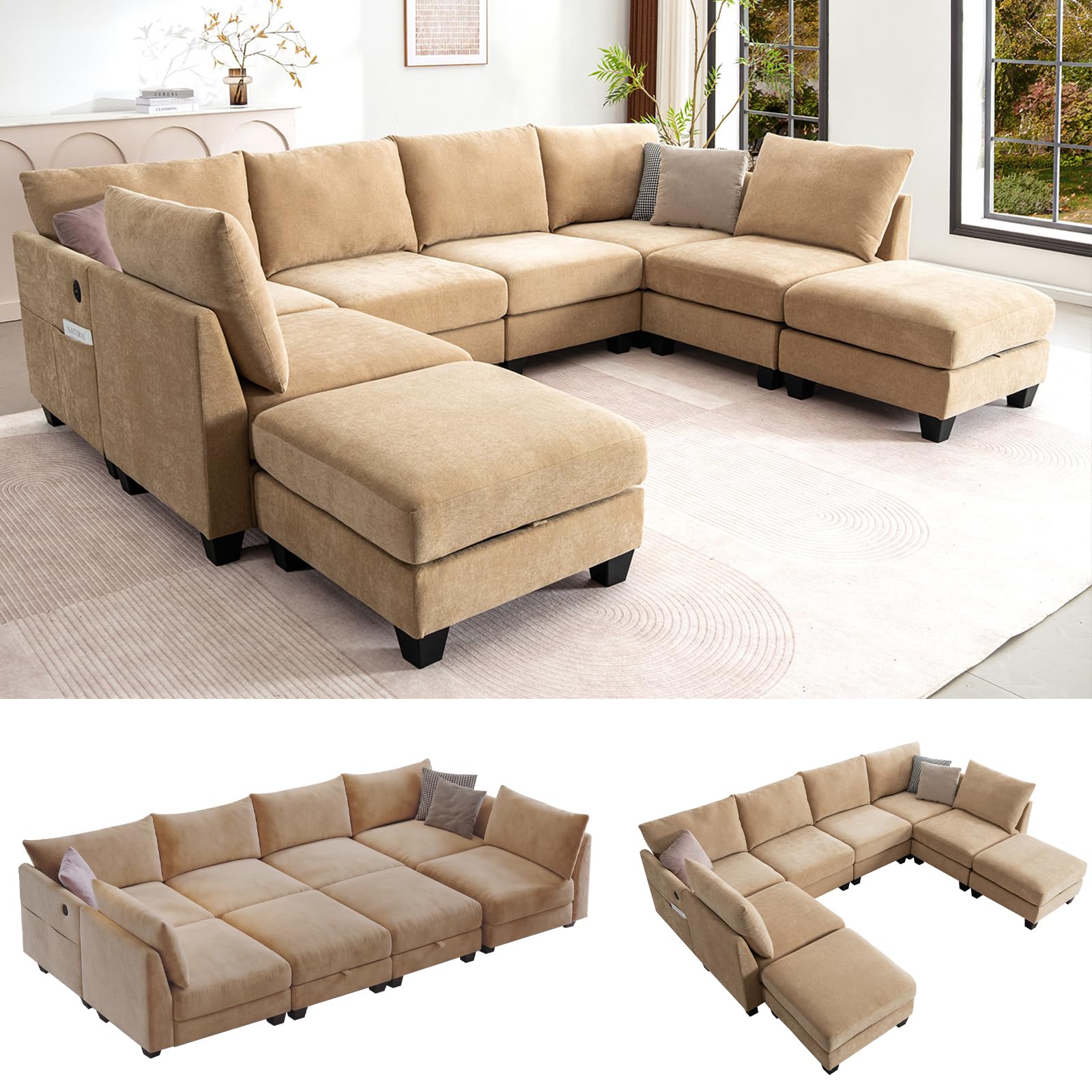 【yyu】ソファー Amazon.com: ZX Design 8 Seater U-Shaped Sectional Couches with
